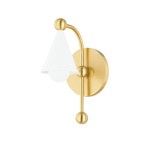 Hikari One Light Wall Sconce in Aged Brass/Soft White Finish