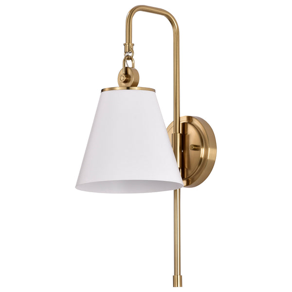 Dover One Light Wall Sconce in White / Vintage Brass Finish