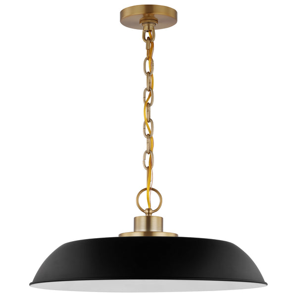 Colony One Light Pendant in Matte Black / Burnished Brass Finish