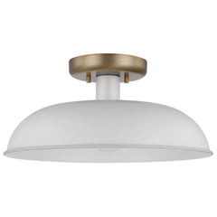 Nuvo Lighting - 60-7490 - One Light Flush Mount - Colony - Matte White / Burnished Brass