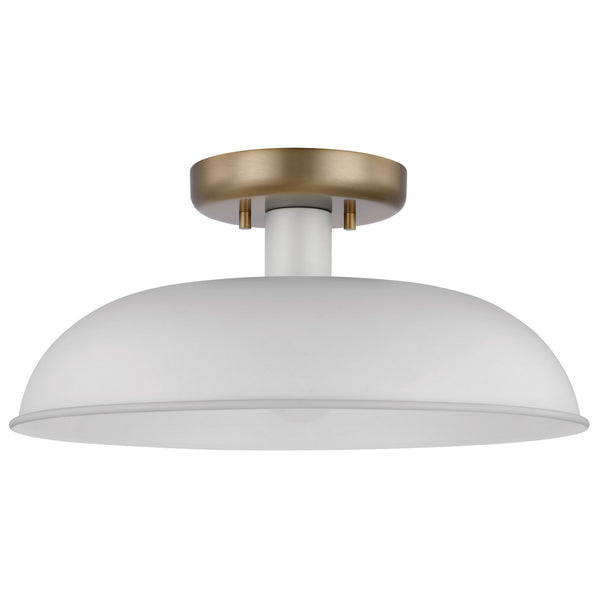 Colony One Light Flush Mount in Matte White / Burnished Brass Finish