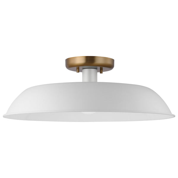 Colony One Light Flush Mount in Matte White / Burnished Brass Finish