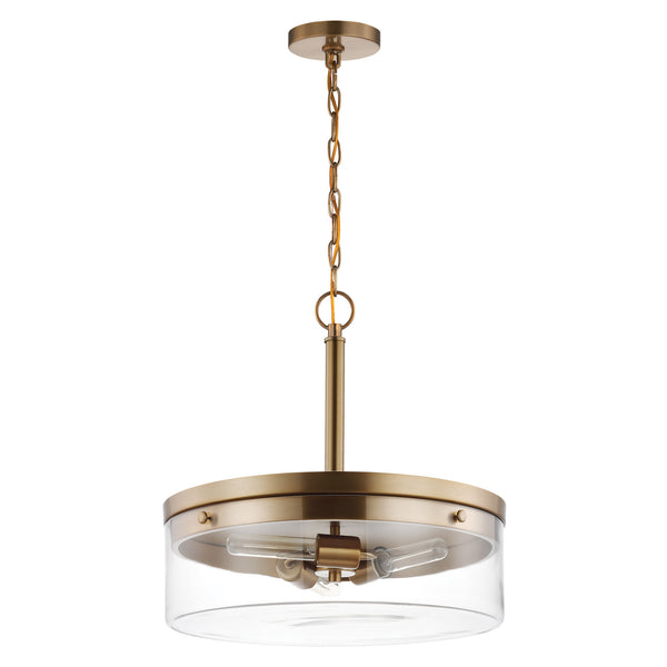 Intersection Three Light Pendant in Burnished Brass Finish