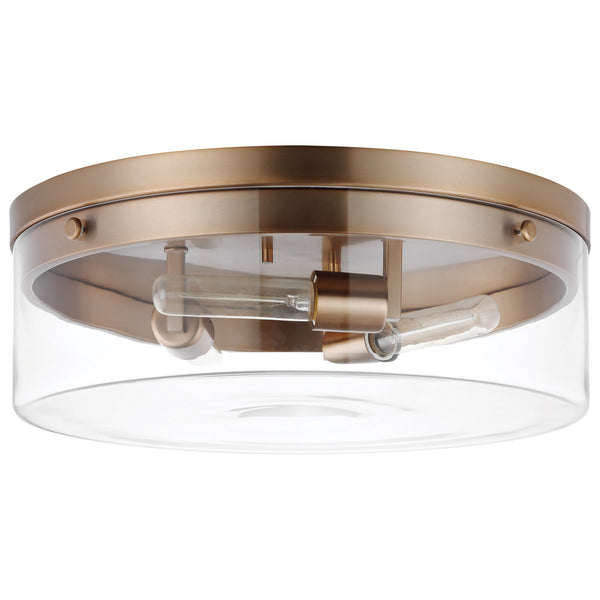 Intersection Three Light Flush Mount in Burnished Brass Finish