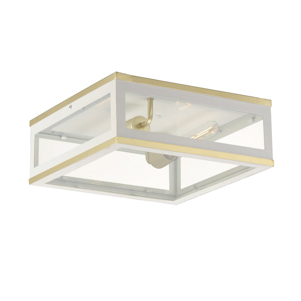 Neoclass Two Light Outdoor Flush Mount in White/Gold Finish