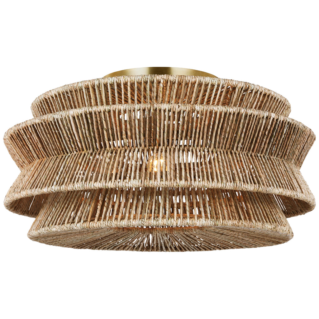 Visual Comfort Signature - CHC 4017AB/NAB - LED Semi-Flush Mount - Antigua - Antique-Burnished Brass and Natural Abaca