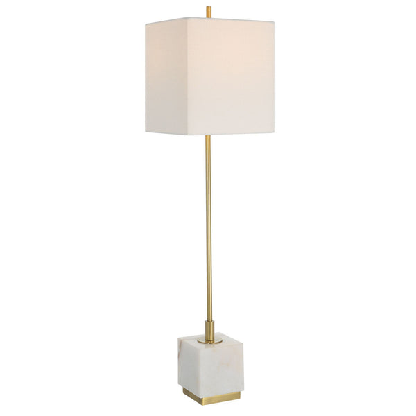 Escort One Light Buffet Lamp in Plated Brushed Brass Finish