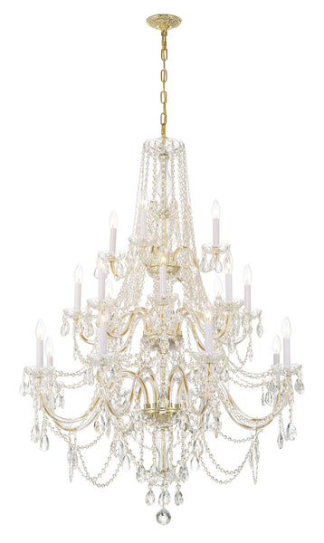Traditional Crystal 20 Light Chandelier in Polished Brass Finish
