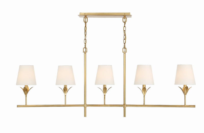 Broche Five Light Chandelier in Antique Gold Finish