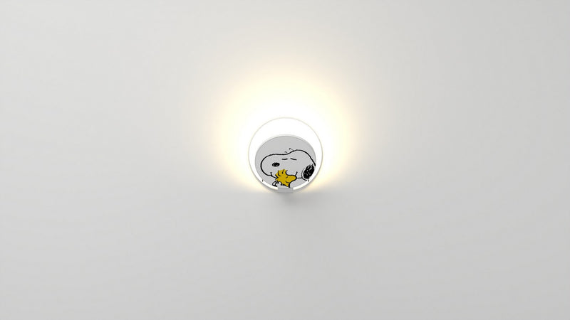 Gravy LED Wall Sconce in Matte White Body, Snoopy Woodstock Finish