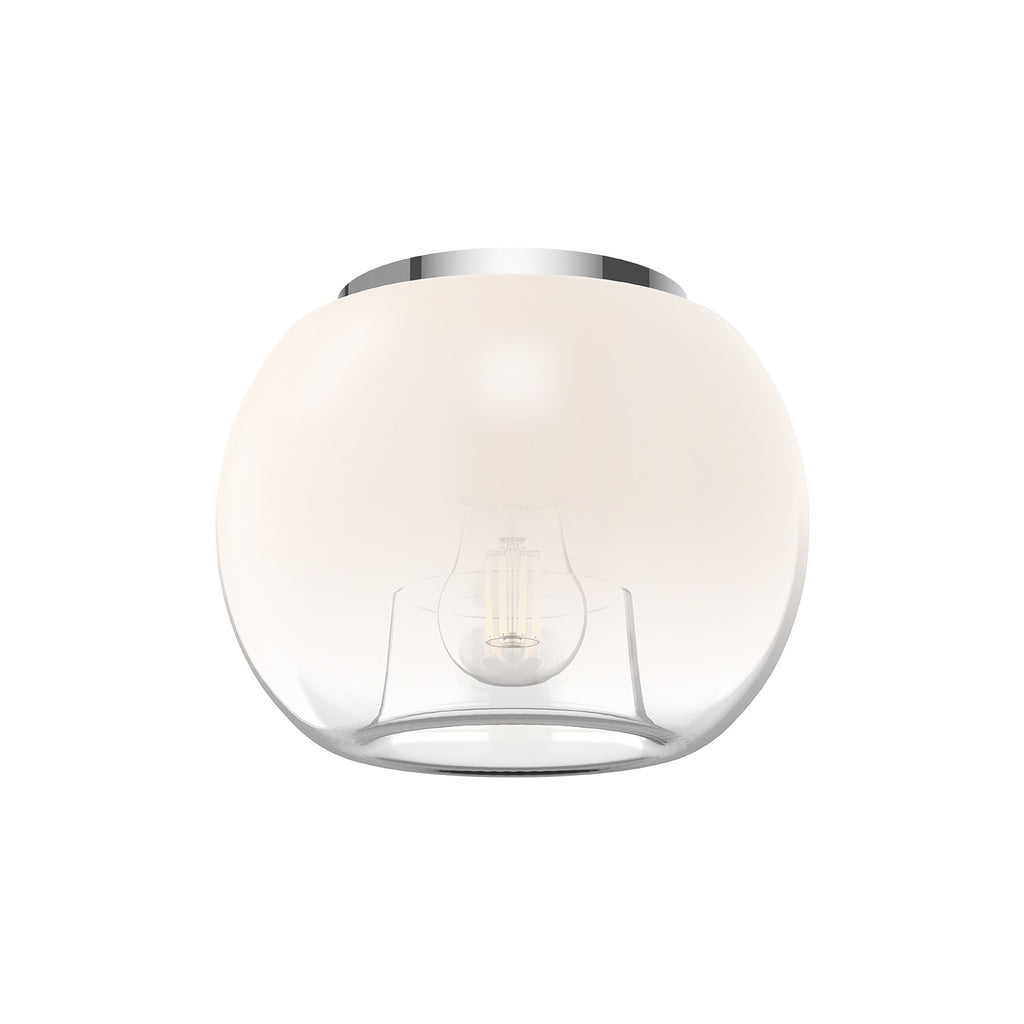 Kuzco Lighting - FM57508-CH/OP - One Light Flush Mount - Samar - Black/Smoked|Brushed Gold/Copper|Chrome/Opal Glass