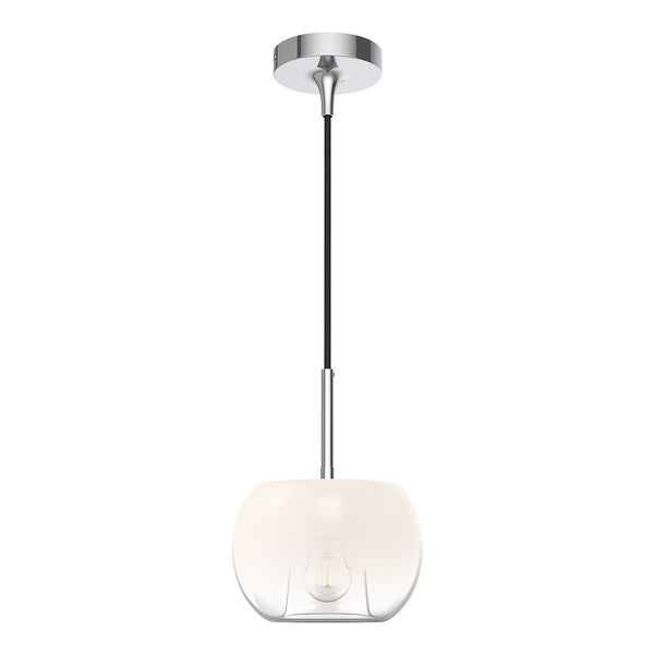 Samar One Light Pendant in Black/Smoked|Brushed Gold/Copper|Chrome/Opal Glass Finish