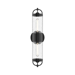 Alora - EW461102BKCB - Two Light Outdoor Wall Lantern - Lancaster - Clear Bubble Glass/Textured Black