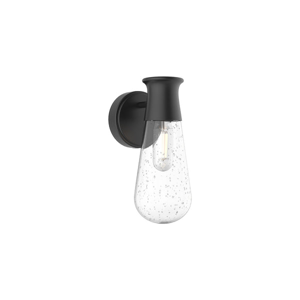 Marcel One Light Outdoor Wall Lantern in Clear Bubble Glass/Textured Black Finish