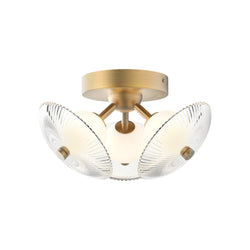 Alora - FM417604BGCR - LED Flush Mount - Hera - Brushed Gold/Clear Ribbed Glass|Matte Black/Clear Ribbed Glass