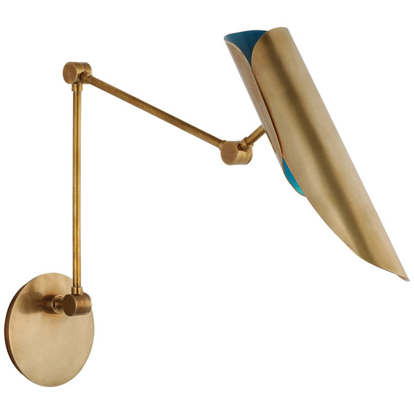 Flore LED Wall Sconce in Soft Brass and Riviera Blue Finish
