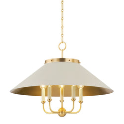 Hudson Valley - MDS1403-AGB/OW - Five Light Chandelier - Clivedon - Aged Brass