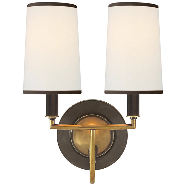 Elkins Two Light Wall Sconce in Bronze with Antique Brass Finish
