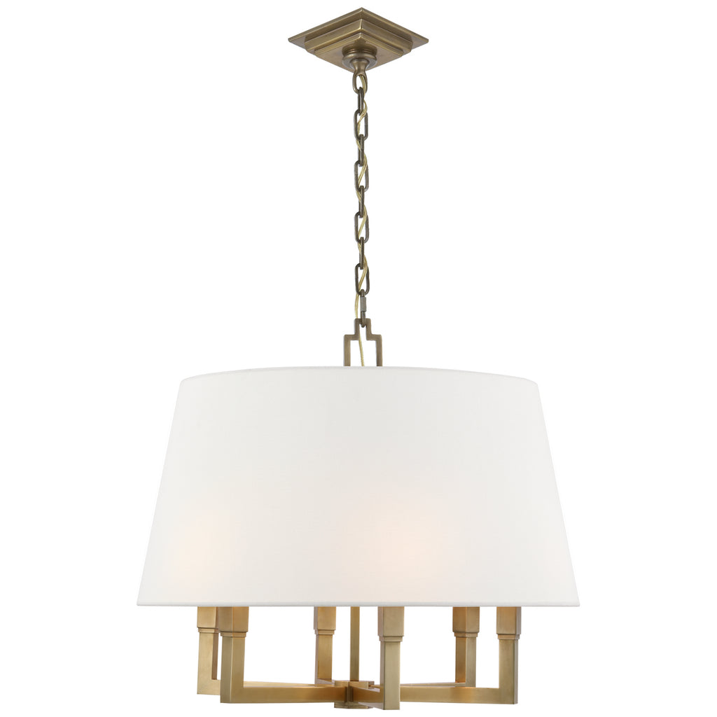 Visual Comfort Signature - SL 5820HAB-L - Six Light Hanging Lantern - Square Tube - Hand-Rubbed Antique Brass