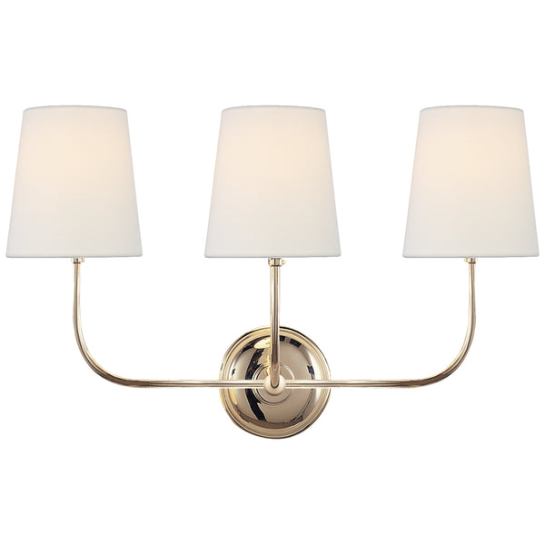 Vendome Three Light Wall Sconce in Polished Nickel Finish