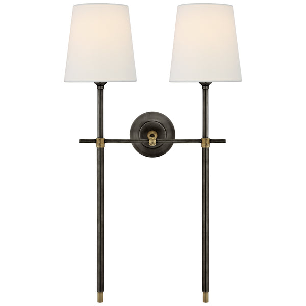 Bryant Two Light Wall Sconce in Bronze and Hand-Rubbed Antique Brass Finish