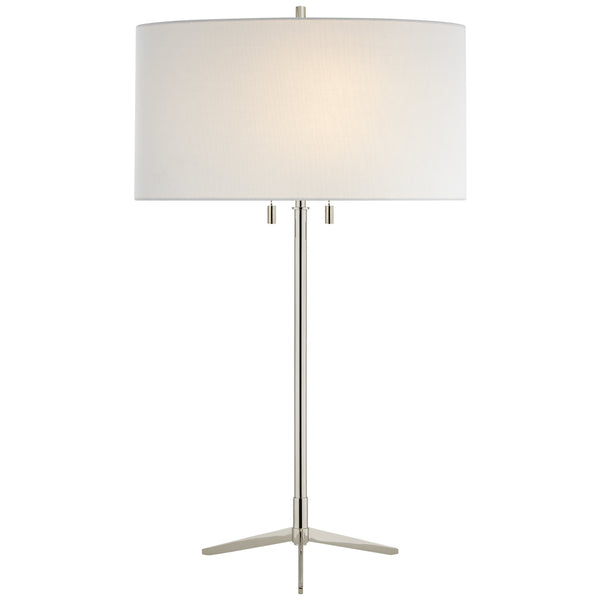 Caron Two Light Table Lamp in Polished Nickel Finish