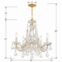 Crystorama - 4476-GD-CL-S - Five Light Mini Chandelier - Maria Theresa - Gold