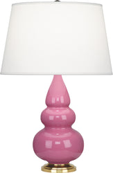 Robert Abbey - 248X - One Light Accent Lamp - Small Triple Gourd - Schiaparelli Pink Glazed w/Antique Natural Brass