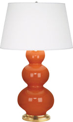 Robert Abbey - 312X - One Light Table Lamp - Triple Gourd - Pumpkin Glazed Ceramic w/ Antique Natural Brassed