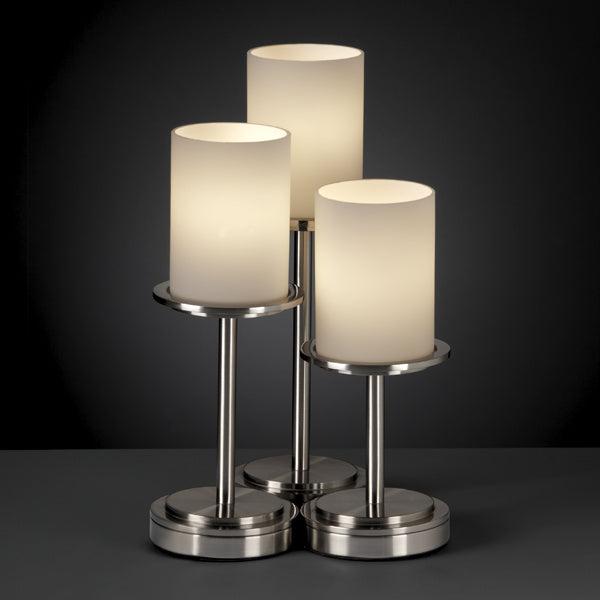 Justice Designs - FSN-8797-10-OPAL-NCKL - Three Light Table Lamp - Fusion - Brushed Nickel