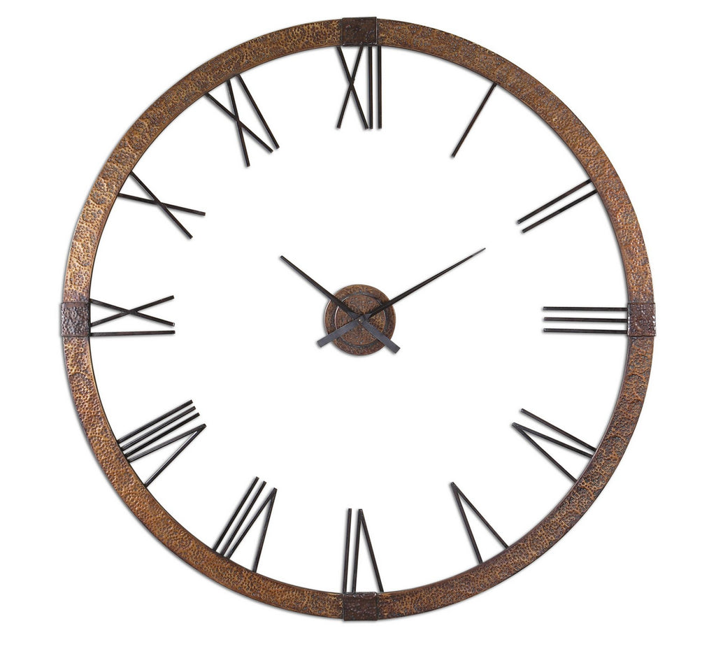 Uttermost - 06655 - Wall Clock - Amarion - Hammered Copper w/Light Gray Wash/Aged Black