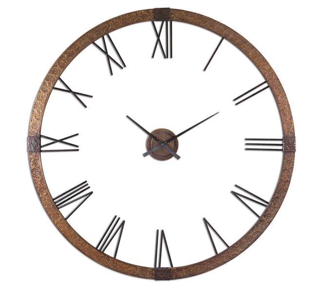 Amarion Wall Clock in Hammered Copper w/Light Gray Wash/Aged Black Finish