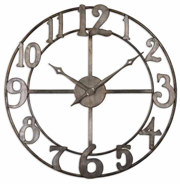 Delevan Wall Clock in Antiqued Silver Leaf Finish