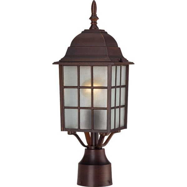 Adams One Light Post Lantern in Rustic Bronze Finish