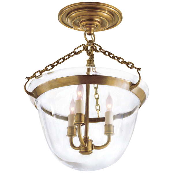 Country Bell Jar Three Light Semi-Flush Mount