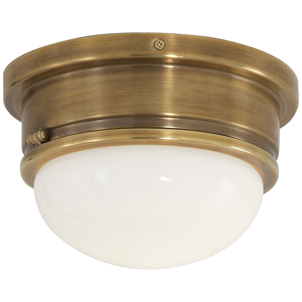 Marine One Light Flush Mount in Hand-Rubbed Antique Brass Finish