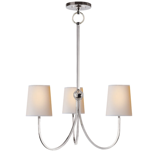 Reed Three Light Chandelier in Polished Nickel Finish