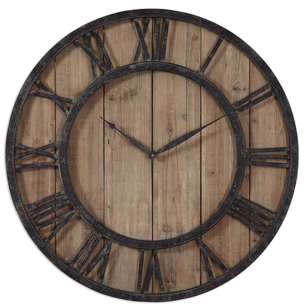 Powell Wall Clock in Rustic Dark Bronze Finish