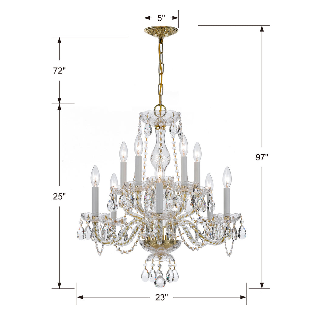 Crystorama - 5080-PB-CL-S - Ten Light Chandelier - Traditional Crystal - Polished Brass