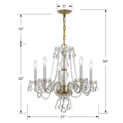 Crystorama - 5085-PB-CL-MWP - Five Light Chandelier - Traditional Crystal - Polished Brass