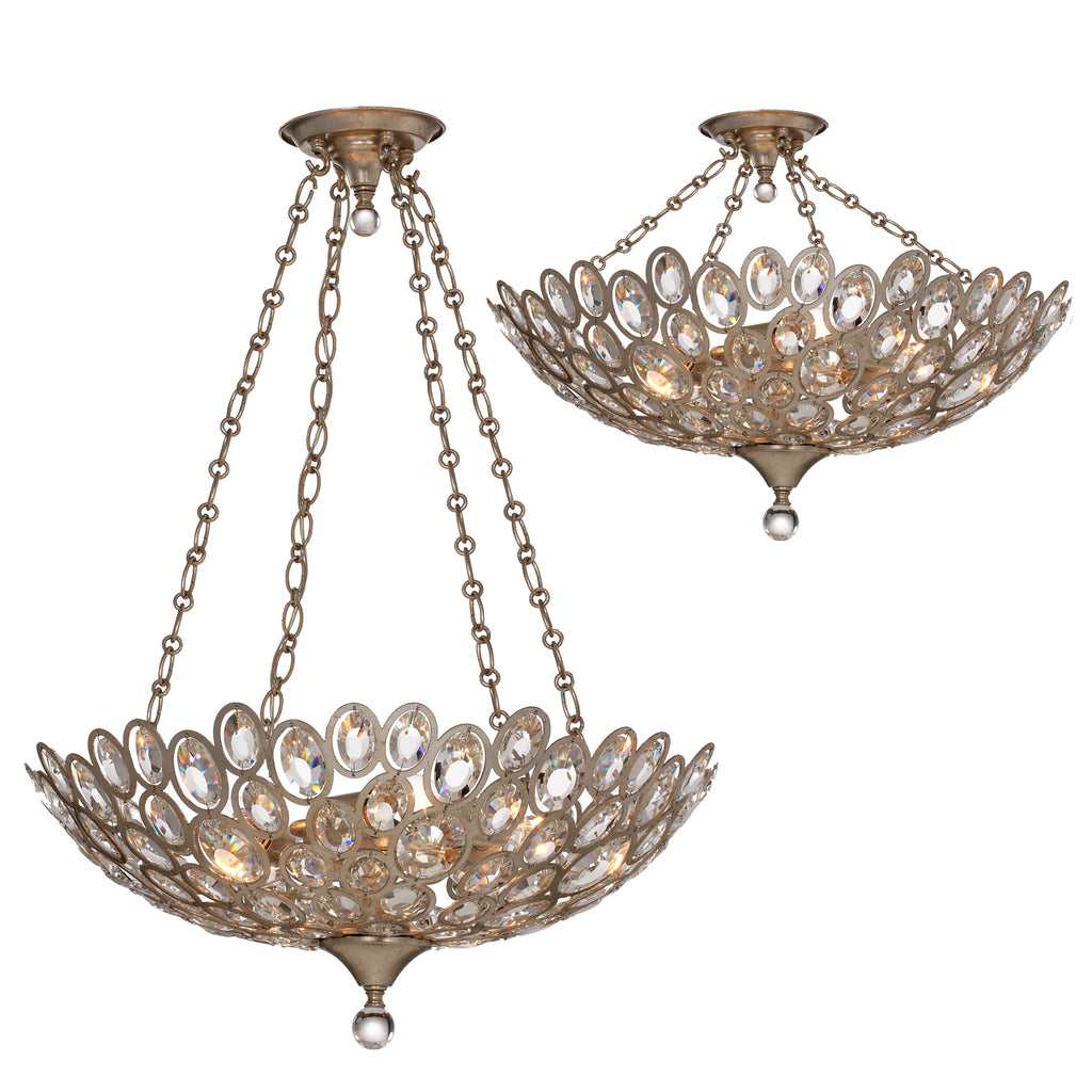 Crystorama - 7587-DT_CEILING - Five Light Ceiling Mount - Sterling - Distressed Twilight