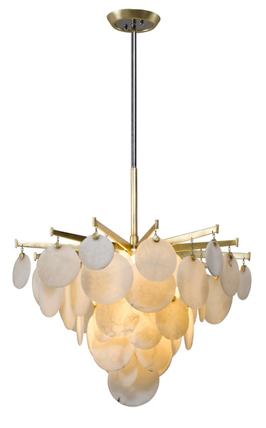 Serenity LED Pendant in Gold Leaf W Polished Stainless Finish