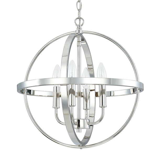 Hartwell Four Light Pendant in Polished Nickel Finish