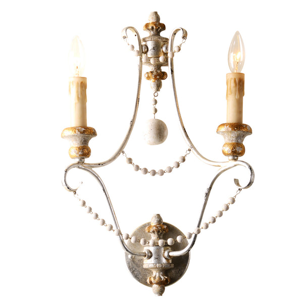 Venezia Two Light Wall Sconce in Antique Silver Finish