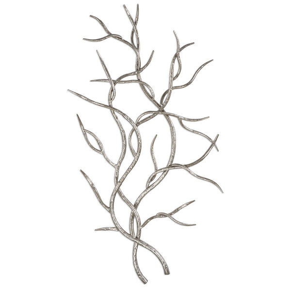 Silver Branches Wall Art in Antiqued Silver Leaf Finish