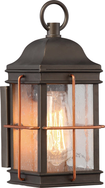Howell One Light Outdoor Wall Lantern in Bronze / Copper Accents Finish
