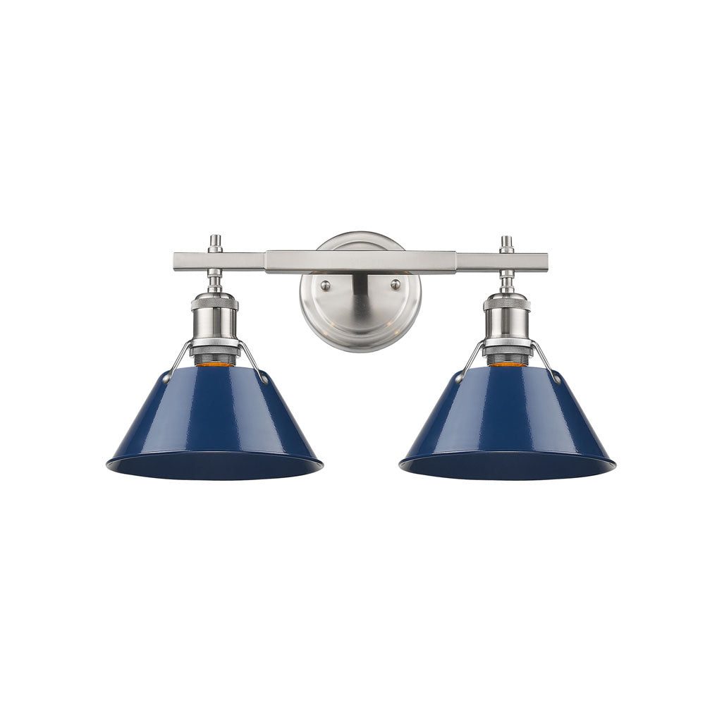 Golden - 3306-BA2 PW-NVY - Two Light Bath Vanity - Orwell PW - Pewter