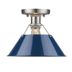 Golden - 3306-FM PW-NVY - One Light Flush Mount - Orwell PW - Pewter