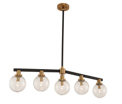 Kalco - 315452BBB - Five Light Island Pendant - Cameo - Matte Black Finish with Brushed Pearlized Brass