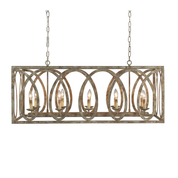 Palma Ten Light Chandelier in Washed White Finish